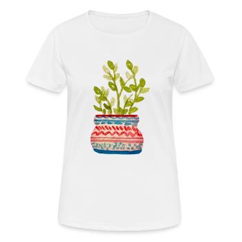Potted plant - Women's Breathable T-Shirt - white - Front - AI Model Female 172 dark (172cm)