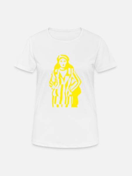 Gelb-Schwarze Frau - Frauen T-Shirt atmungsaktiv - Weiß