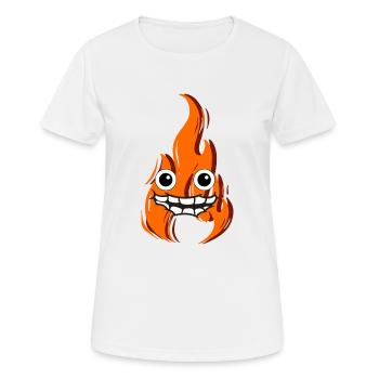 Feu avec visage qui est content - T-shirt respirant Femme - blanc - Devant - AI Model Female 172 dark (172cm)