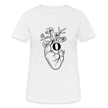 Lettre o cœur anatomie floral noir - T-shirt respirant Femme - blanc - Devant - AI Model Female 172 dark (172cm)