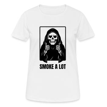 Der Sensenmann - übers Rauchen - Frauen T-Shirt atmungsaktiv - Weiß - Vorne - AI Model Female 172 dark (172cm)
