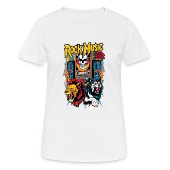 Rockmusik Löwe, Wolf und Totenkopf - Frauen T-Shirt atmungsaktiv - Weiß - Vorne - AI Model Female 172 dark (172cm)