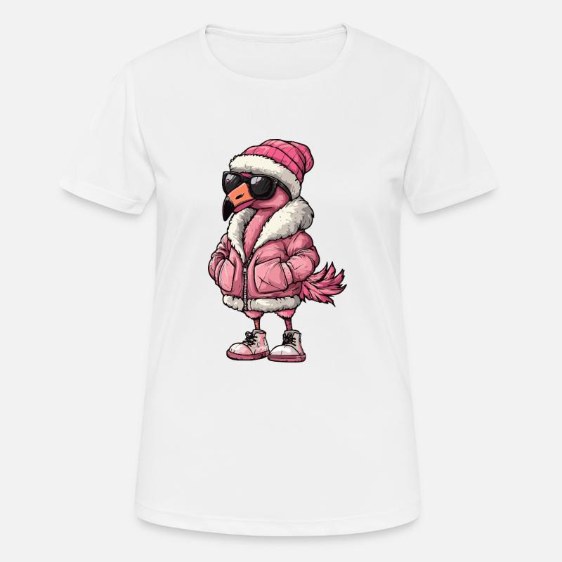 Flamingo Cool Comic - Frauen T-Shirt atmungsaktiv - Weiß