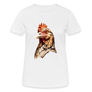 Tête de poulet réaliste - Graphique d’animal de la ferme - T-shirt respirant Femme - blanc - Devant - AI Model Female 172 dark (172cm)