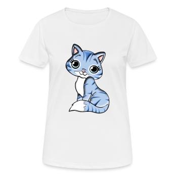 Katze Kätzchen Mietze Mietzekatze Tier - Frauen T-Shirt atmungsaktiv - Weiß - Vorne - AI Model Female 172 dark (172cm)