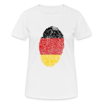 Fingerabdruck Schwarz Rot Gold - Frauen T-Shirt atmungsaktiv - Weiß - Vorne - AI Model Female 172 dark (172cm)