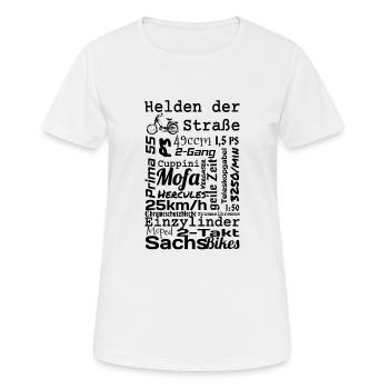 Helden der Straße, Hercules Prima 5, 25 km/h, Mofa - Frauen T-Shirt atmungsaktiv - Weiß - Vorne - AI Model Female 172 dark (172cm)