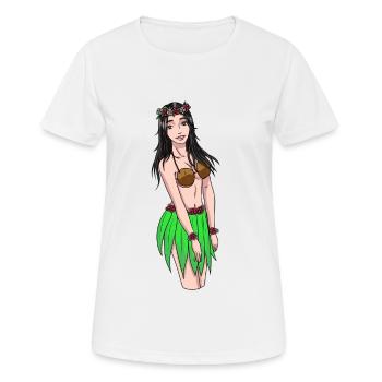 Hawaiian Mädchen Fantasy Erotic Urlaub Strand sex - Frauen T-Shirt atmungsaktiv - Weiß - Vorne - AI Model Female 172 dark (172cm)
