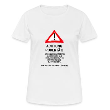 Achtung Pubertät! - Frauen T-Shirt atmungsaktiv - Weiß - Vorne - AI Model Female 172 dark (172cm)