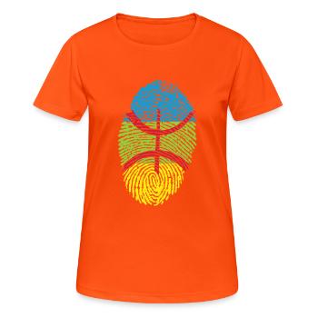 Empreinte Amazigh - T-shirt respirant Femme - orange néon - Devant - AI Model Female 172 dark (172cm)