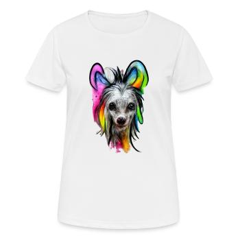 Conception de chien à crête chinoise en couleur - T-shirt respirant Femme - blanc - Devant - AI Model Female 172 dark (172cm)