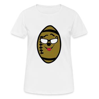 ballon foot americain rugby sourire - T-shirt respirant Femme - blanc - Devant - AI Model Female 172 dark (172cm)