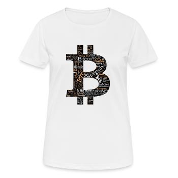 Bitcoin BTC Crypto Word Cloud Art - T-shirt respirant Femme - blanc - Devant - AI Model Female 172 dark (172cm)