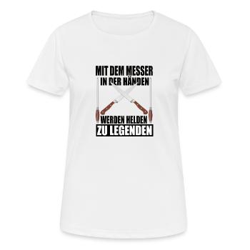 Fleischer Metzger Schlachter Messer - Frauen T-Shirt atmungsaktiv - Weiß - Vorne - AI Model Female 172 dark (172cm)