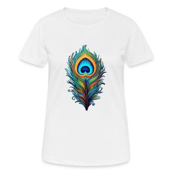 Plume de paon mystique - T-shirt respirant Femme - blanc - Devant - AI Model Female 172 dark (172cm)