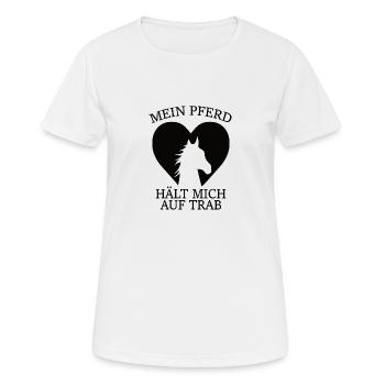 Mein Pferd hält mich auf Trab - Frauen T-Shirt atmungsaktiv - Weiß - Vorne - AI Model Female 172 dark (172cm)