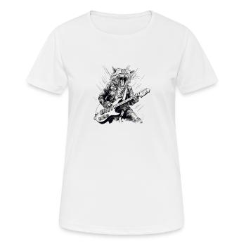 Chat avec guitare - T-shirt respirant Femme - blanc - Devant - AI Model Female 172 dark (172cm)
