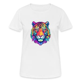Lebendiger Tigerkopf - Frauen T-Shirt atmungsaktiv - Weiß - Vorne - AI Model Female 172 dark (172cm)