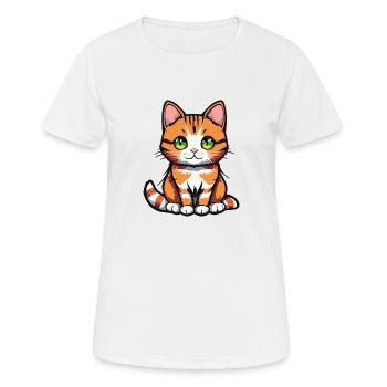 katze gruene augen - Frauen T-Shirt atmungsaktiv - Weiß - Vorne - AI Model Female 172 dark (172cm)