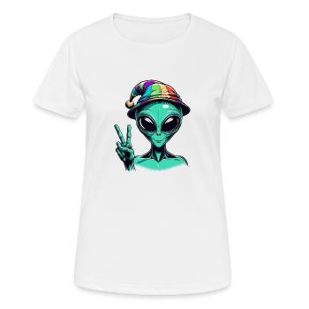 Alien Shows Peace - Women's Breathable T-Shirt - white - Front - AI Model Female 172 dark (172cm)