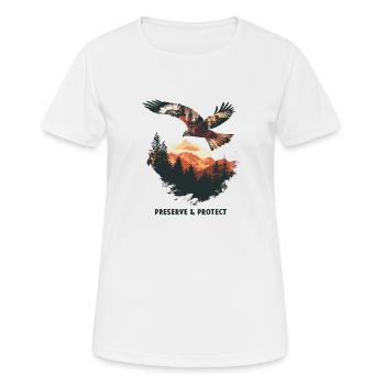 Preserrve & Protect Milan Rouge Oiseau de Proie - T-shirt respirant Femme - blanc - Devant - AI Model Female 172 dark (172cm)