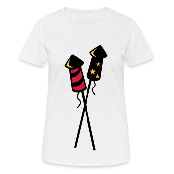 Fusées de feux d'artifice du nouvel an - Feu d'artifice du nouvel an - T-shirt respirant Femme - blanc - Devant - AI Model Female 172 dark (172cm)