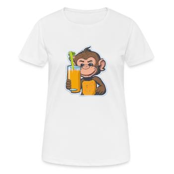 Affe Schimpanse Ape Monkey Comic Cartoon - Frauen T-Shirt atmungsaktiv - Weiß - Vorne - AI Model Female 172 dark (172cm)