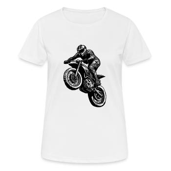 Motorrad Rennsport Offroad Sprung Geländefahrt - Frauen T-Shirt atmungsaktiv - Weiß - Vorne - AI Model Female 172 dark (172cm)