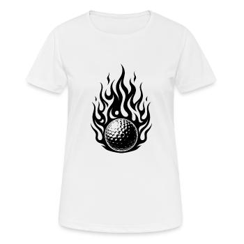 Brennender Golfball im feurigen Flammen Style - Frauen T-Shirt atmungsaktiv - Weiß - Vorne - AI Model Female 172 dark (172cm)