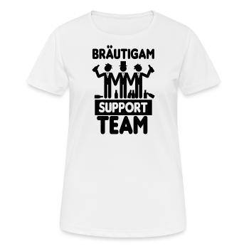 Bräutigam Support Team JGA Polterabend - Frauen T-Shirt atmungsaktiv - Weiß - Vorne - AI Model Female 172 dark (172cm)