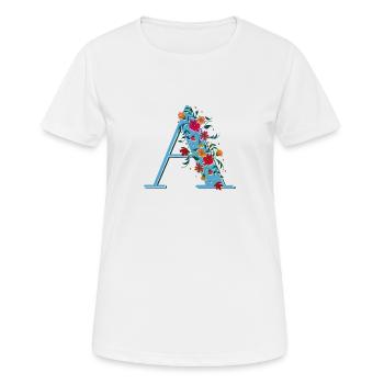Letter A with flowers ornament - Women's Breathable T-Shirt - white - Front - AI Model Female 172 dark (172cm)