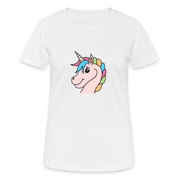 Einhorn Regenbogen Rosa - Frauen T-Shirt atmungsaktiv - Weiß - Vorne - AI Model Female 172 dark (172cm)