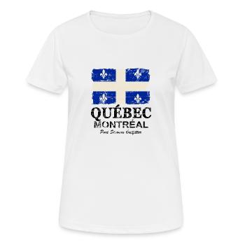Québec Flag - Canada - Vintage Look - Frauen T-Shirt atmungsaktiv - Weiß - Vorne - AI Model Female 172 dark (172cm)