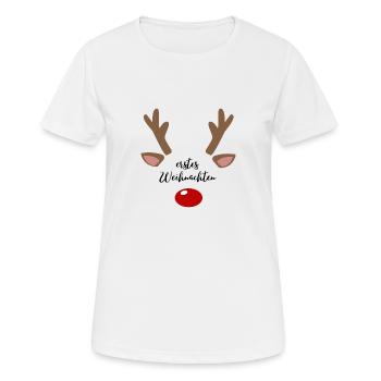 Erstes Weihnachten Aufdruck Rentier - Frauen T-Shirt atmungsaktiv - Weiß - Vorne - AI Model Female 172 dark (172cm)