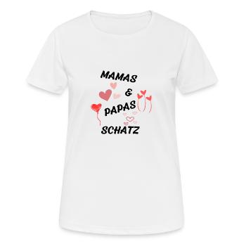 Mamas und Papas Schatz - Frauen T-Shirt atmungsaktiv - Weiß - Vorne - AI Model Female 172 dark (172cm)