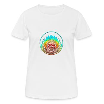 Kornkreis - Maya Maske - Symbol Zeitenwende - Frauen T-Shirt atmungsaktiv - Weiß - Vorne - AI Model Female 172 dark (172cm)