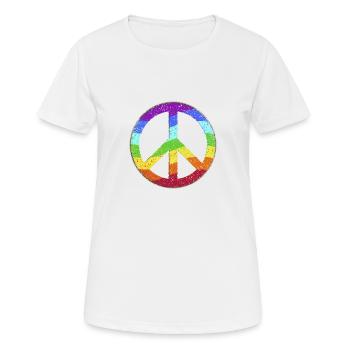 Peace-Zeichen Regenbogen Toleranz Frieden Pazifist - Frauen T-Shirt atmungsaktiv - Weiß - Vorne - AI Model Female 172 dark (172cm)