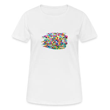 Bunte Blöcke - Frauen T-Shirt atmungsaktiv - Weiß - Vorne - AI Model Female 172 dark (172cm)