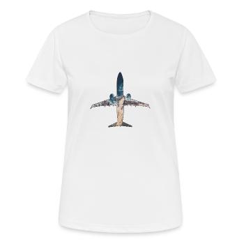 L'avion vers le Soleil et la Plage - T-shirt respirant Femme - blanc - Devant - AI Model Female 172 dark (172cm)