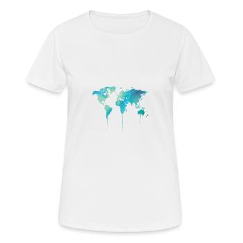 World map - Women's Breathable T-Shirt - white - Front - AI Model Female 172 dark (172cm)