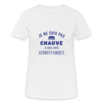 Je ne suis pas chauve je suis aérodynamique - T-shirt respirant Femme - blanc - Devant - AI Model Female 172 dark (172cm)