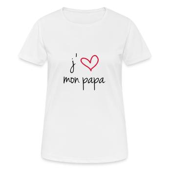 J'aime mon papa - T-shirt respirant Femme - blanc - Devant - AI Model Female 172 dark (172cm)
