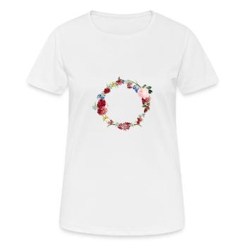 Floral add your name or any text in design - Women's Breathable T-Shirt - white - Front - AI Model Female 172 dark (172cm)