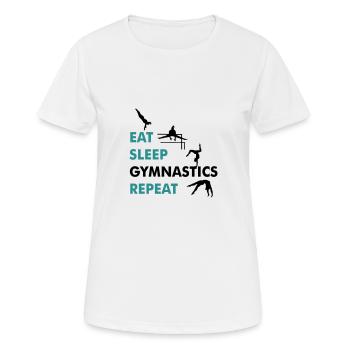 eat sleep gymnatics, turnen, turnerin - Frauen T-Shirt atmungsaktiv - Weiß - Vorne - AI Model Female 172 dark (172cm)