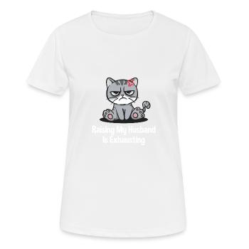 Élever mon mari tendu drôle de femme Humo - T-shirt respirant Femme - blanc - Devant - AI Model Female 172 dark (172cm)