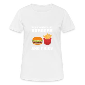 Burger und Pommes Food Vlogger Geschenk - Frauen T-Shirt atmungsaktiv - Weiß - Vorne - AI Model Female 172 dark (172cm)
