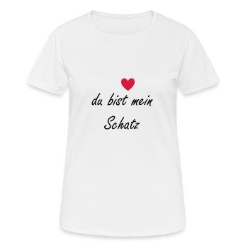 du bist mein schatz mit Herz - Frauen T-Shirt atmungsaktiv - Weiß - Vorne - AI Model Female 172 dark (172cm)