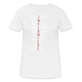 Définition infirmière - T-shirt respirant Femme - blanc - Devant - AI Model Female 172 dark (172cm)