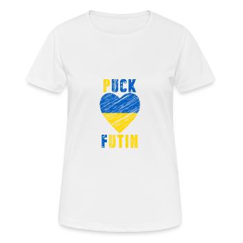 FK Poutine, Puck Futin, Stand avec l’Ukraine, Anti Guerre - T-shirt respirant Femme - blanc - Devant - AI Model Female 172 dark (172cm)