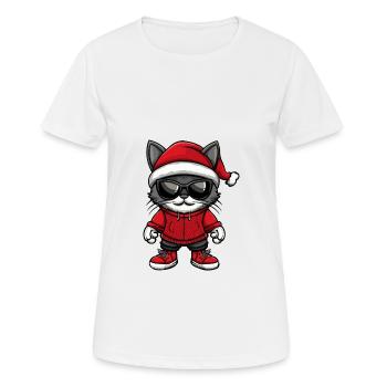 Noël de chat Noël laid - T-shirt respirant Femme - blanc - Devant - AI Model Female 172 dark (172cm)